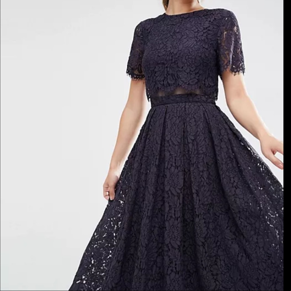 Brand new ASOS navy midi sheath dress